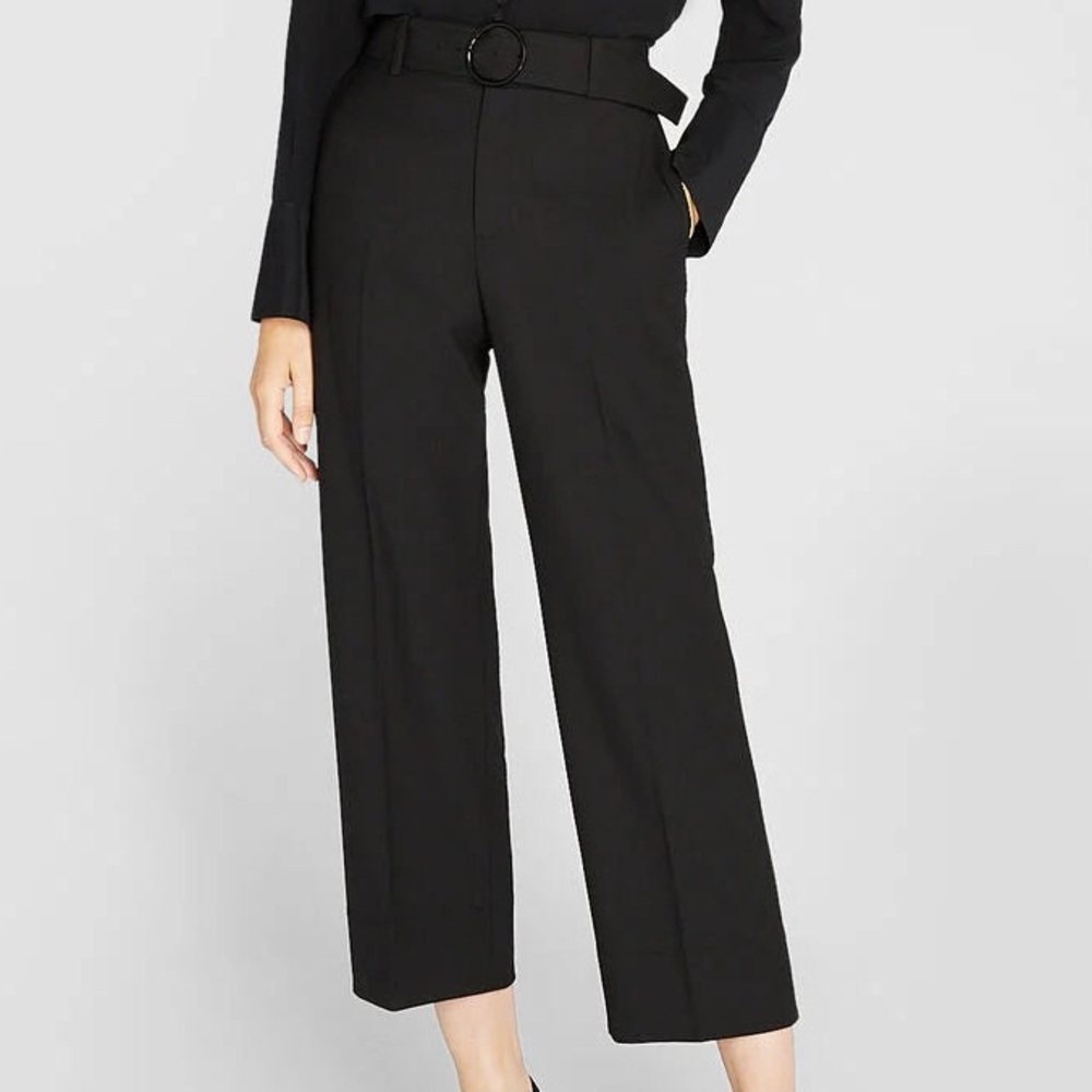 Club Monaco Black Enamel Ring Belted Trousers